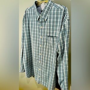 Men’s long sleeve Izod Iron Free Stretch 2XL dress shirt white/blue/black